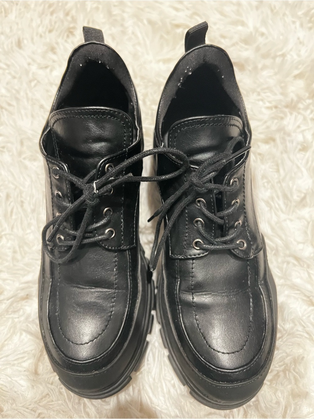 EGO Black Leather Lace-Up Women's Loafers